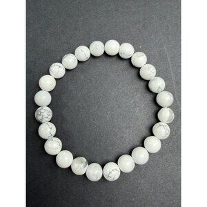 Natural White Howlite Stretch Bracelet 8mm Beads Stone Crystal 6.5" Healing